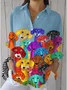 Loose Shirt Collar Animal Picture Casual Shirt