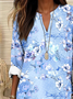 Women's Casual Long-Sleeved Printed V-Neck Shirt