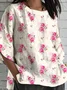 Floral Loose Crew Neck Simple Shirt