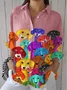 Loose Shirt Collar Animal Picture Casual Shirt