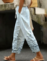 Linen Blend Casual Gradient Pattern Pants