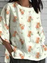 Floral Loose Crew Neck Simple Shirt