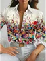 Shirt Collar Vintage Gradient Pattern Shirt