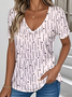 Casual V Neck Loose Geometric T-Shirt