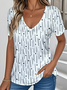 Casual V Neck Loose Geometric T-Shirt