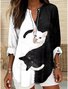 Women's Casual Long-Sleeved Printed V-Neck Shirt