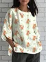 Floral Loose Crew Neck Simple Shirt