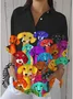 Loose Shirt Collar Animal Picture Casual Shirt