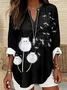 Women's Casual Long-Sleeved Printed V-Neck Shirt