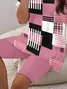 Women's Printing Abstract Stripes Daily Going Out Two-Piece Set Pink Casual Summer Top With Pants Matching Set