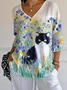 Women's V-Neck Three-Quarter Sleeve T-Shirt