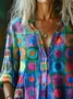 Women's Retro Abstraction Art Print Casual Cotton Linen Shirt
