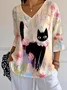 Women's V-Neck Three-Quarter Sleeve T-Shirt
