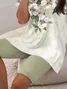 Women's Printing Floral Daily Going Out Two-Piece Set Green Casual Summer Top With Pants Matching Set
