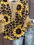 Women's Half Sleeve Shirt Summer Khaki Leopard Printing V Neck Daily Going Out Casual Top
