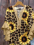 Women's Half Sleeve Shirt Summer Khaki Leopard Printing V Neck Daily Going Out Casual Top