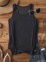 Women's Sleeveless Tank Top Summer Lake Blue Plain Cotton Stand Collar Daily Going Out Simple Top