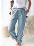 Women's Casual Loose Pocket Solid Color Trousers