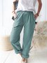 Women's Casual Loose Pocket Solid Color Trousers