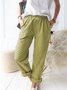 Women's Casual Loose Pocket Solid Color Trousers