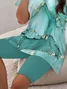 Women's Printing Abstract Daily Going Out Two-Piece Set Green Casual Summer Top With Pants Matching Set