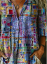 Women's Vintage Floral Collage Art Pattern Print Casual Cotton And Linen Shirt