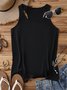 Women's Sleeveless Tank Top Summer Lake Blue Plain Cotton Stand Collar Daily Going Out Simple Top