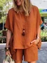 Casual Plain Crew Neck Two-Piece Set