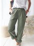 Women's Casual Loose Pocket Solid Color Trousers