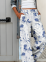 Women's Casual Loose Pocket Print Trousers
