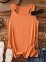 Women's Sleeveless Tank Top Summer Lake Blue Plain Cotton Stand Collar Daily Going Out Simple Top