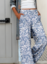 Women's Casual Loose Pocket Print Trousers