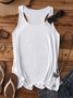 Women's Sleeveless Tank Top Summer Lake Blue Plain Cotton Stand Collar Daily Going Out Simple Top