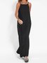 Women's Sleeveless Summer White Plain Split Joint Crew Neck Daily Going Out Vintage Maxi A-Line Tank Dress
