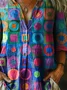 Women's Retro Abstraction Art Print Casual Cotton Linen Shirt