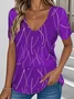 Print Casual V Neck Short Sleeve T-Shirt