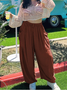 Women's  Elastic Waist H-Line Harem Pants Daily Going Out Pants Green Casual Split Joint Plain Spring/Fall Pants