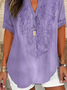 Loose Shawl Collar Cotton Elegant Blouse