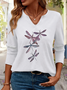 Print Casual V Neck Long Sleeve T-Shirt
