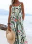 Casual Floral Spaghetti Jumpsuit