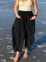 Women's  Elastic Waist H-Line Harem Pants Daily Going Out Pants Green Casual Split Joint Plain Spring/Fall Pants