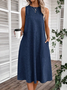 Linen Casual Dress With No