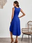 Women's Sleeveless Summer Red Plain Split Joint Crew Neck Daily Going Out Vintage Midi A-Line Tank Dress