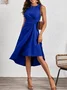 Women's Sleeveless Summer Red Plain Split Joint Crew Neck Daily Going Out Vintage Midi A-Line Tank Dress