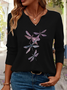 Print Casual V Neck Long Sleeve T-Shirt