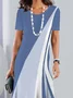 Women's Short Sleeve Summer Black Abstract Printing Crew Neck Daily Going Out Vintage Midi H-Line Tunic Dress