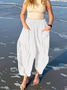 Women's  Elastic Waist H-Line Harem Pants Daily Going Out Pants Green Casual Split Joint Plain Spring/Fall Pants