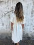 Vintage Notched Loose Dress With No