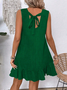 Cotton Plain Simple Crew Neck Dress With No
