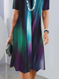 Women's Short Sleeve Summer As Picture Abstract Printing Crew Neck Daily Going Out Vintage Midi H-Line Tunic Dress